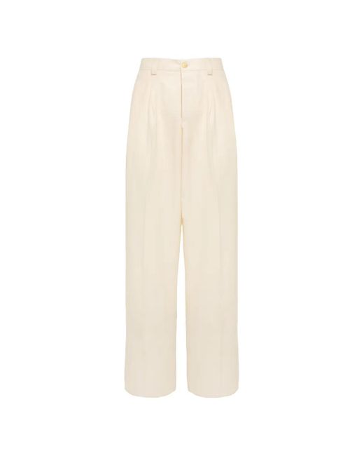 Laneus White Button Trousers for men