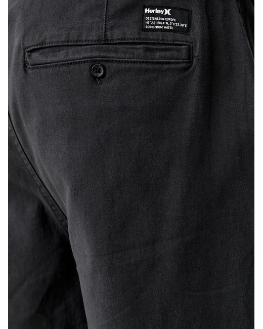 Hurley Black Logo-Patch Chino Shorts for men
