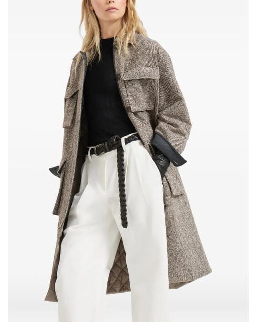 Brunello Cucinelli Jack Met Visgraatpatroon En Zak in het Gray