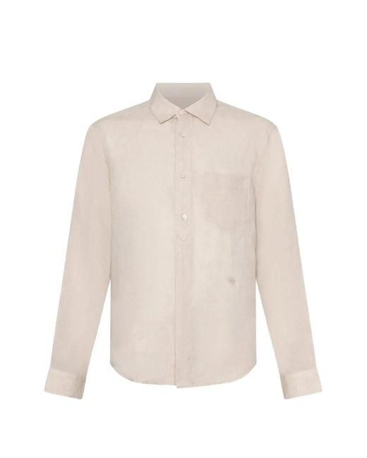 Jacob Cohen White Embroidered-Logo Chest-Pocket Shirt for men