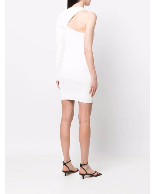 GAUGE81 White Schmales One-Shoulder-Kleid