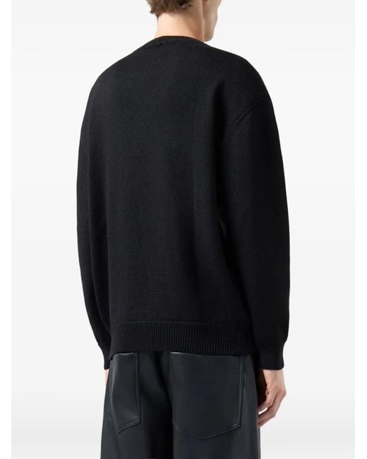 Gcds Black Stud-Embellished Logo-Print Sweater for men