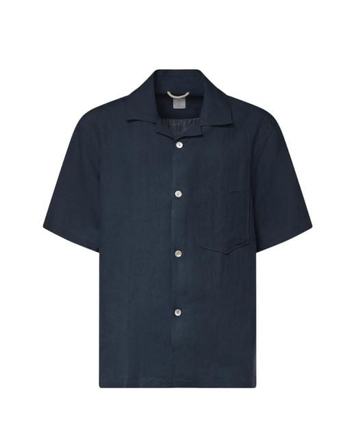 Eleventy Blue Short-Sleeve Chest-Pocket Shirt for men