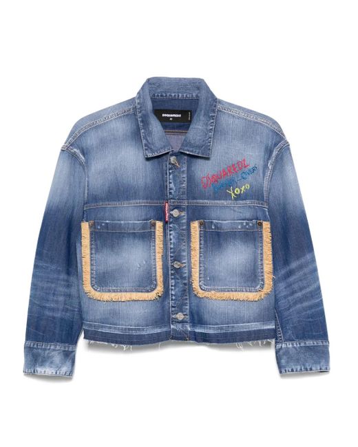 DSquared² Blue 'Raphia' Maxi Jean Jacket