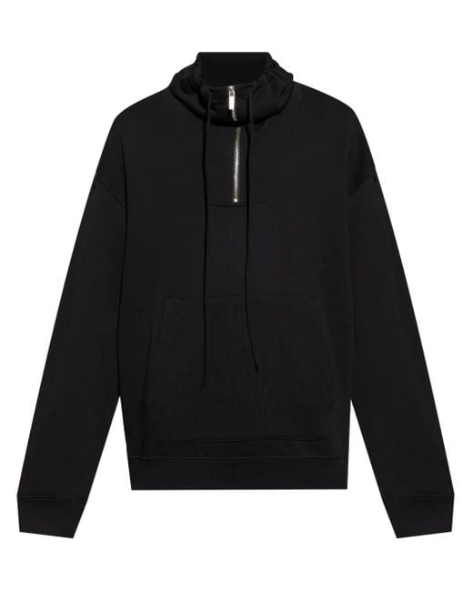 Helmut Lang Black Drawstring Stand-Up Collar Sweatshirt for men
