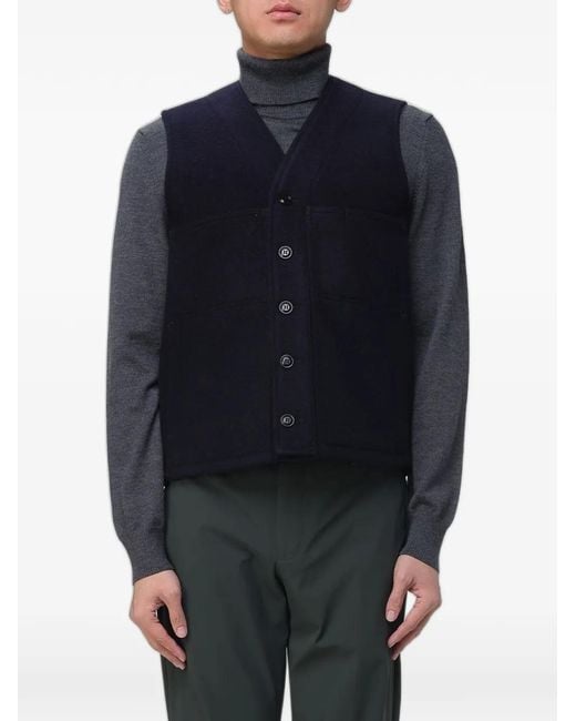 Filson Blue Button-Front Wool Gilet for men