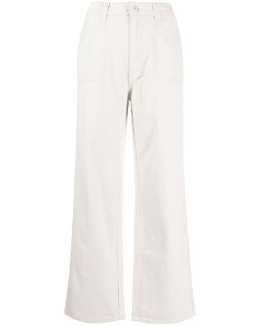 Izzue White Logo-patch Twill Straight-leg Trousers