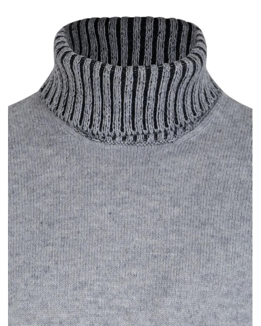 Gran Sasso Gray Ribbed-Rollneck Sweater for men