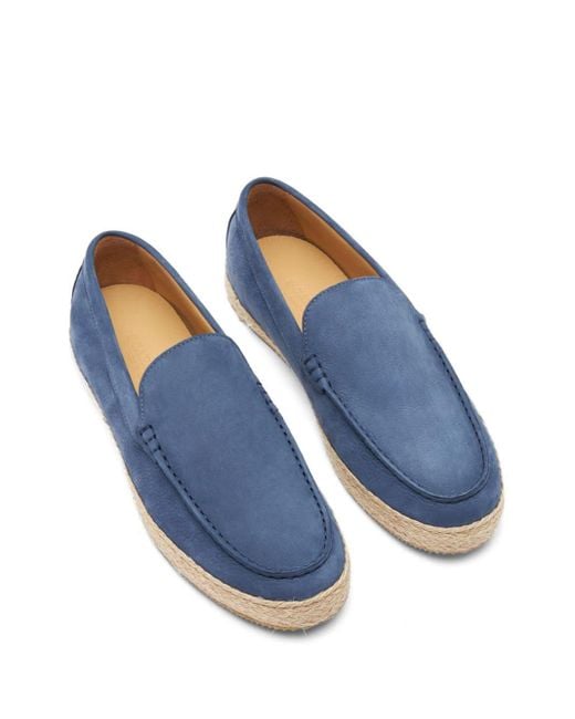 Scarosso Blue Lino Almond-toe Leather Espadrilles for men