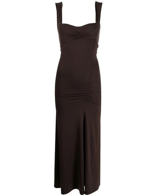 Reformation Brown Suvi Ruched Midi Dress