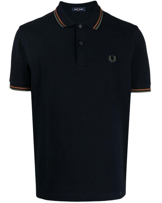 Fred Perry Black Twin Tipped Cotton Polo Shirt for men
