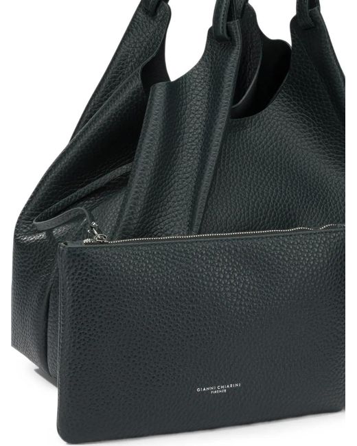 Gianni Chiarini Black Dua Grained Leather Shoulder Bag