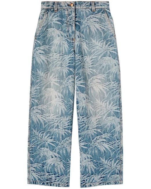 Palm Angels Blue Palm Tree-Print Jeans