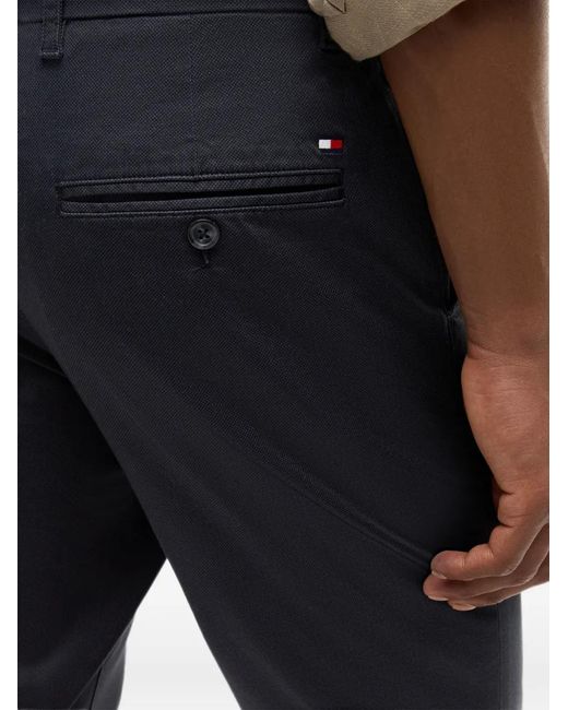 Tommy Hilfiger Black Logo-Patch Chino Trousers for men