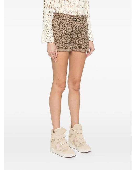 Twinset Brown Leopard-Pattern Shorts