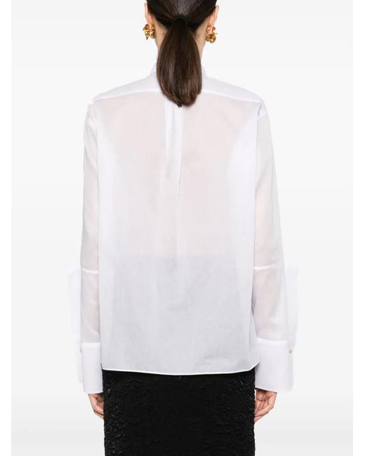 Jil Sander White Semi-Sheer Panelled Cotton Shirt