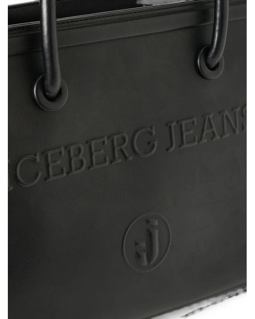 Iceberg Black Logo-Embossed Tote Bag