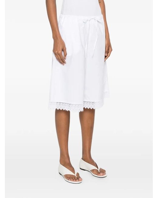 THE NINA STUDIO White Lace-Detail Drawstring Shorts