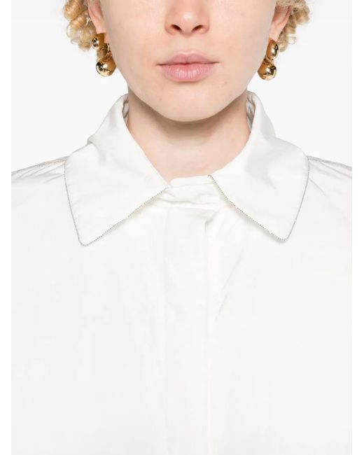Fabiana Filippi White Crinkled Padded Shirt Jacket