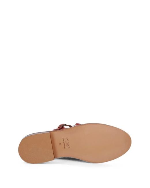 JONAK PARIS Red Ballerines En Cuir À Boucle Dreamy