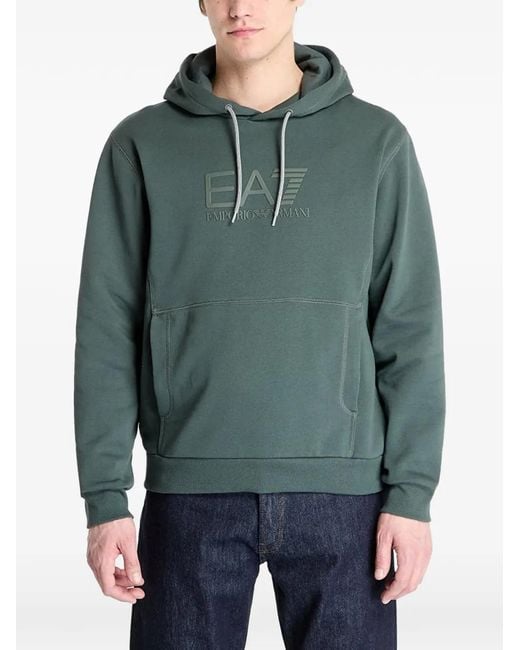 EA7 Green Logo-Print Hoodie for men