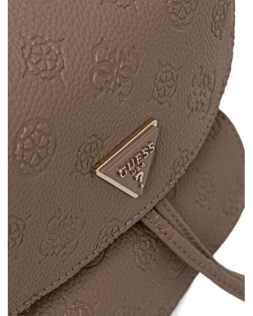 Guess Brown Embossed Triangle Backpack