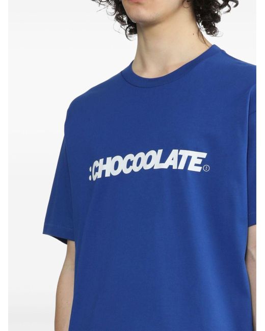 Chocoolate Blue Logo-print Cotton T-shirt for men