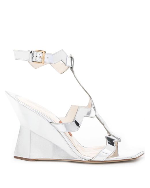 Missoni White Zigzag-edge Metallic Sandals