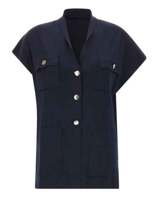 Elena Miro Blue Hemd mit geknöpfter Tasche