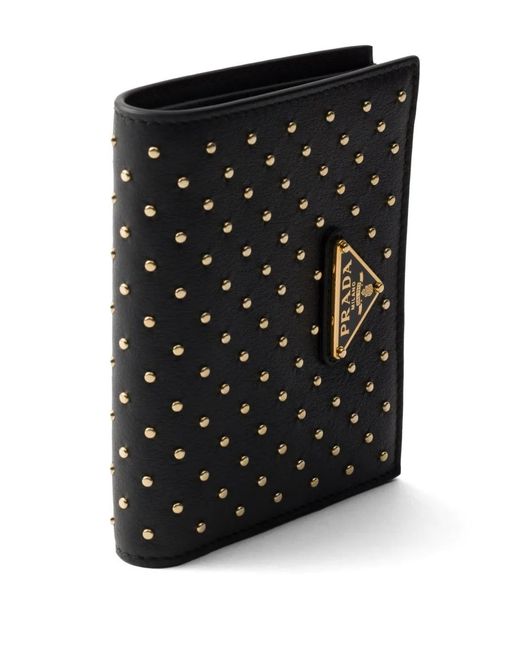 Prada Black Studded Rectangle Leather Wallet