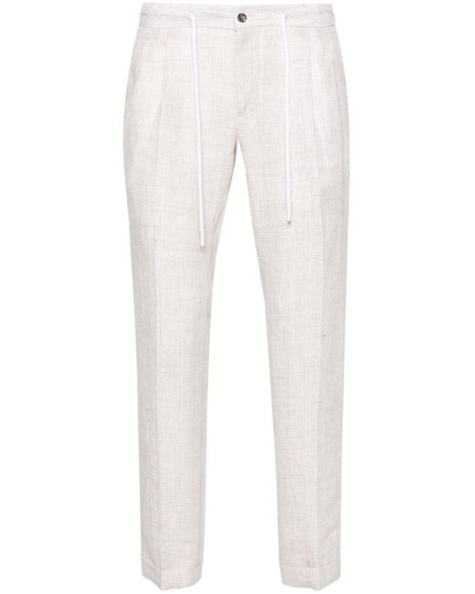Pantalon en lin à plis Barba Napoli pour homme en coloris White