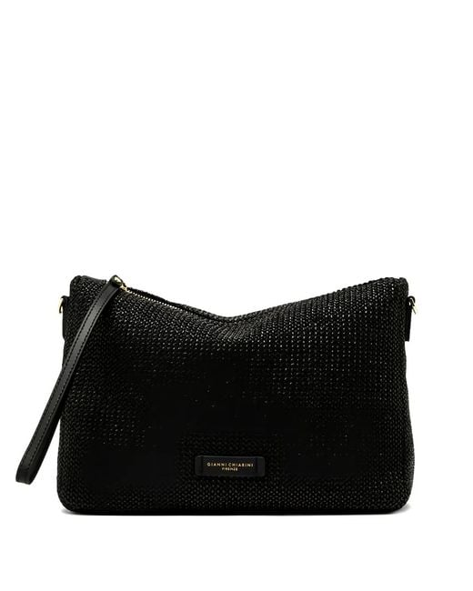 Gianni Chiarini Black Small Nora Woven Clutch Bag