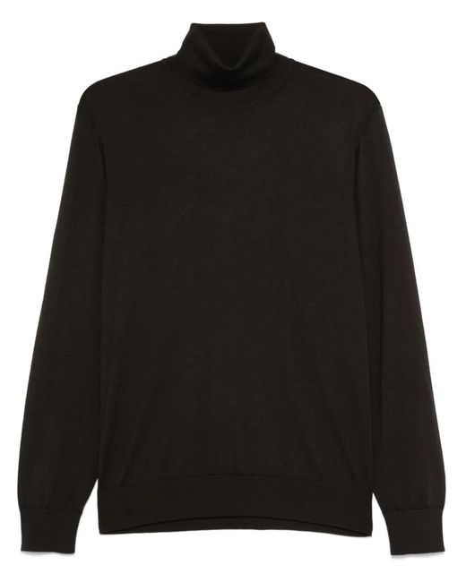 Zegna Black Cashmere-Silk Blend Roll-Neck Sweater for men