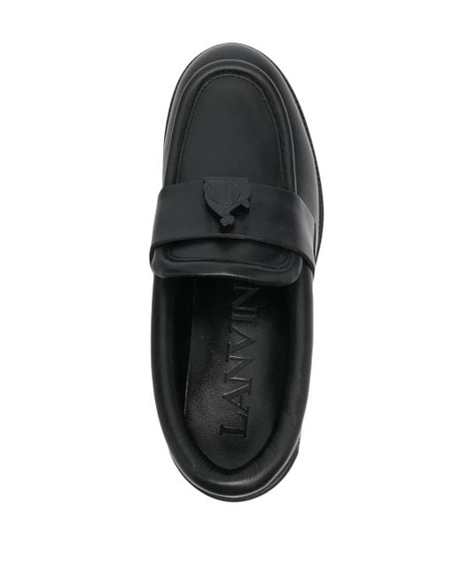Lanvin Black Logo Slip-On Loafers