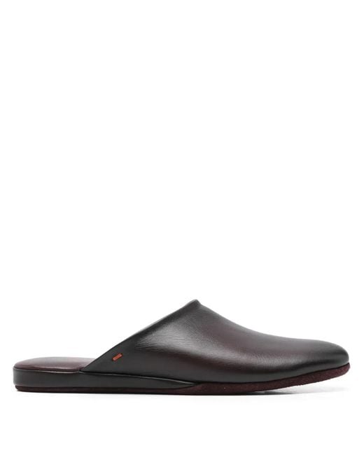 Santoni Red Slip-On Round-Toe Slippers for men