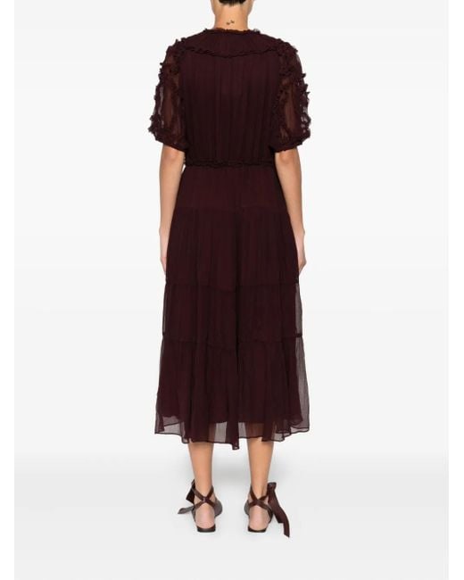 Ulla Johnson Jurk Met Ruches in het Purple