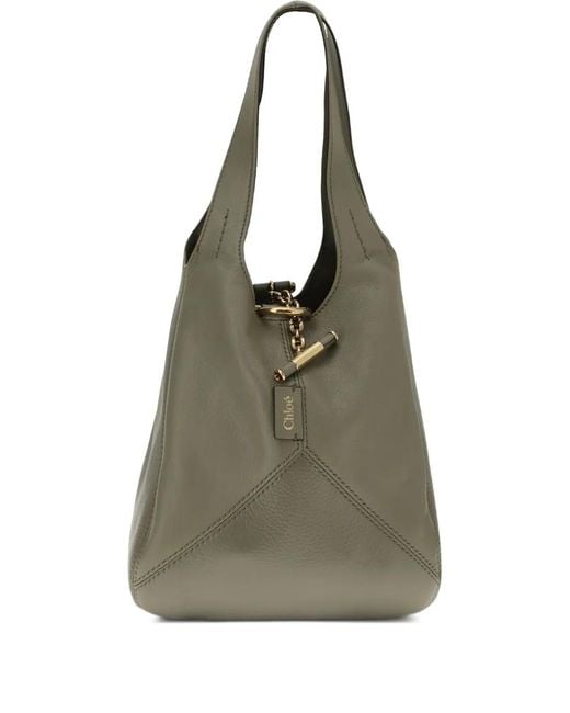Chloé Green Small Balloon Logo-Patch Shoulder Bag