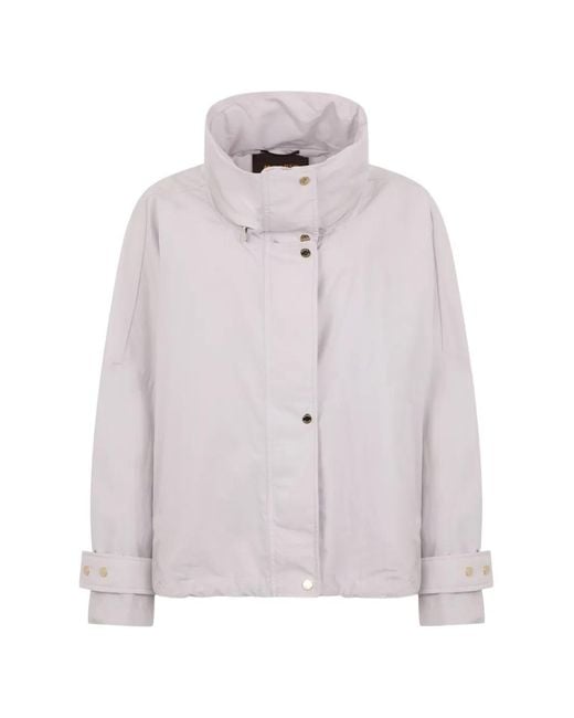 Moorer White High-Neck Buttoned Jacket