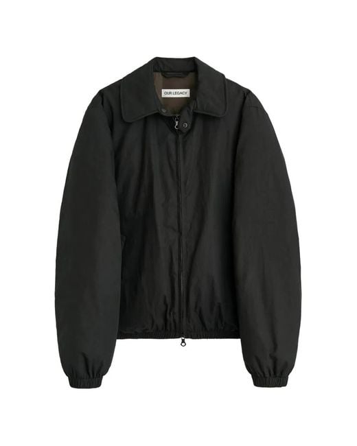 Our Legacy Black Collared Puffa Jacket for men