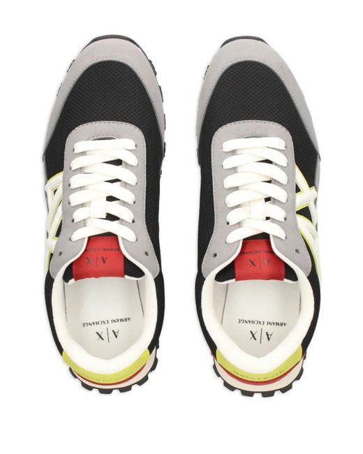 ARMANI EXCHANGE White Mesh-Panelled Sneakers for men