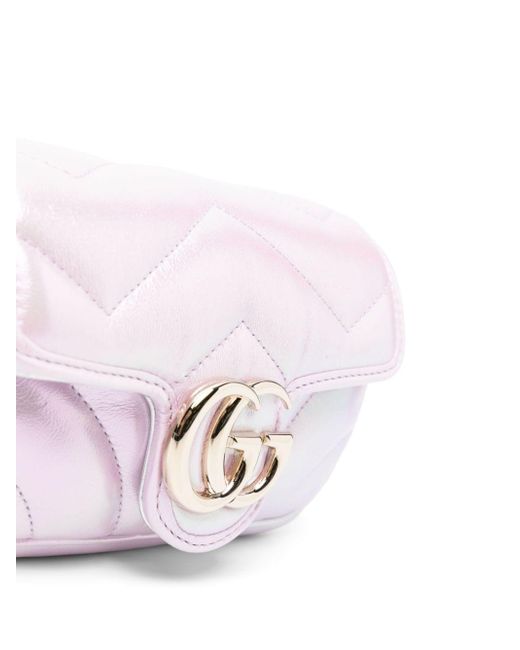 Bandolera GG Marmont en metalassé Gucci de color Pink