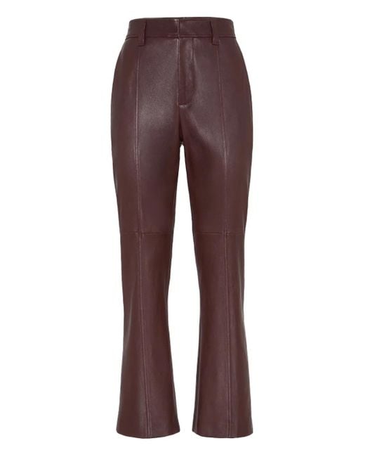 Brunello Cucinelli Purple Leather Flared Trousers