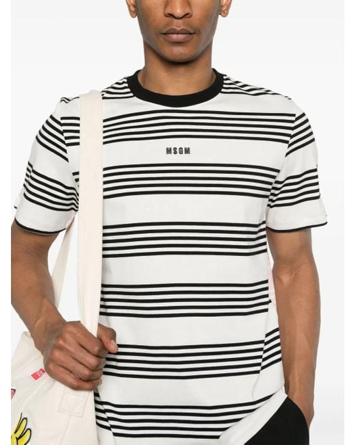 MSGM Black Striped T-Shirt for men