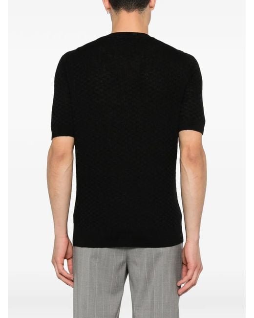 Fileria Black Short-Sleeve Ribbed T-Shirt for men