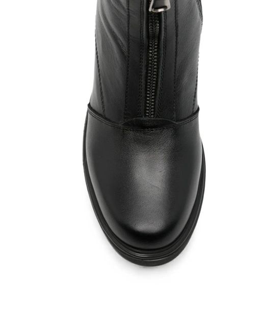 SERGIO MORETTI FIRENZE Black Zip-Front Chunky Ankle Boots