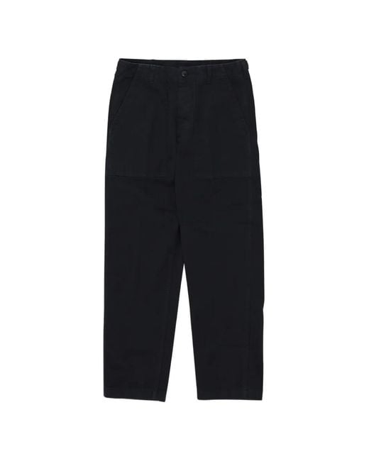 Fortela Black Fatigue Herringbone-Cotton Trousers for men