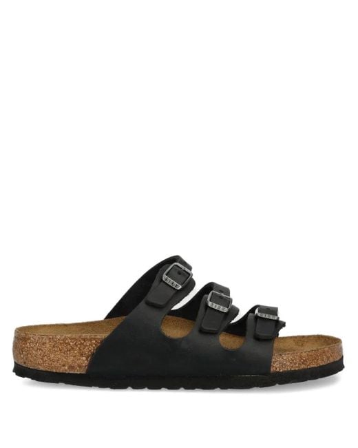 Birkenstock Black Florida Three-Strap Slides