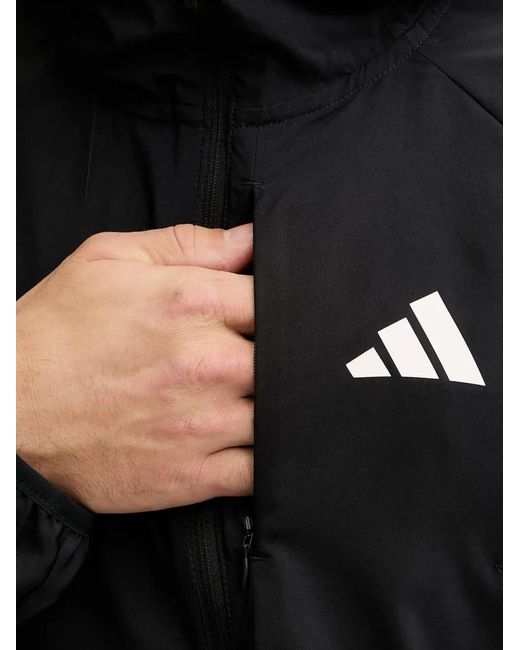 Adidas Black Adi365 Iconic Logo-Print Hooded Jacket for men