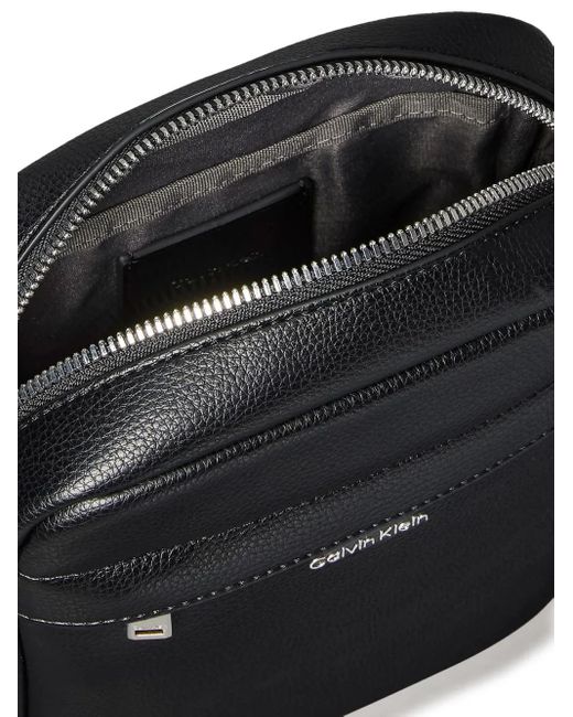 Calvin Klein Black Micro Pebble Logo-Print Shoulder Bag for men