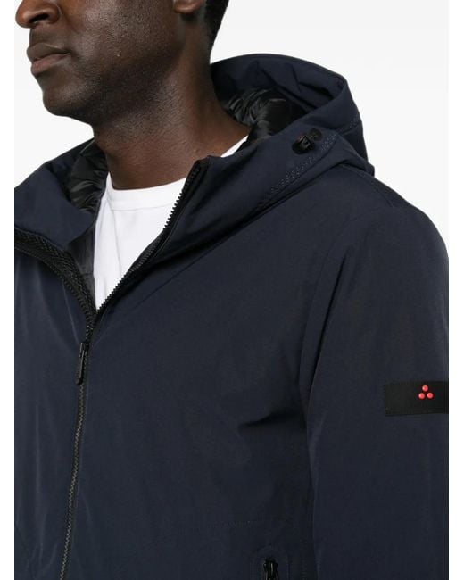 Peuterey Blue Hooded Logo-Patch Jacket for men